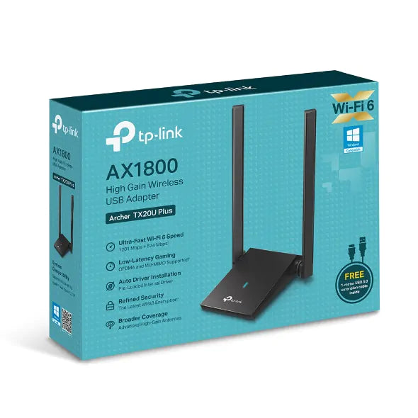 Archer TX20U Plus – Adaptateur USB Wi-Fi 6 AX1800 bi-bande antenne gain élevé