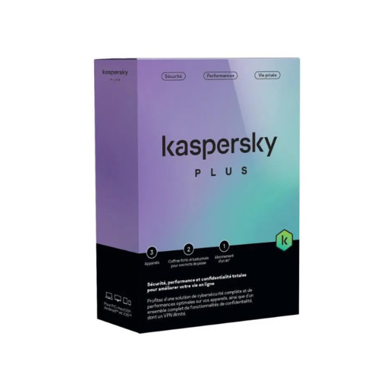 Kaspersky Plus (équivalent à Internet Security) - 3 Postes / 1 an (KL10428BCFS-FFPMAG)