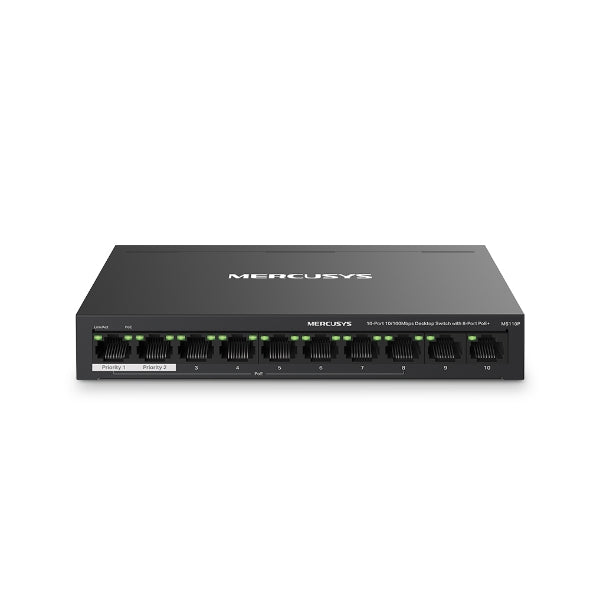 Switch de bureau 10 ports 10/100 Mbps avec 8 ports PoE+ – MS110P