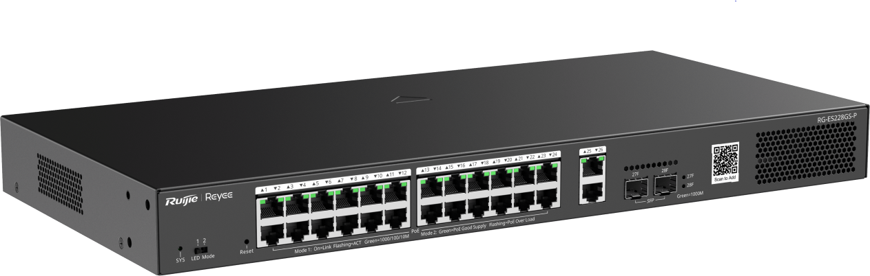 Switch Administrable Reyee RG-ES228GS-P 28 Ports - 24 PoE+ / 2SFP 370W